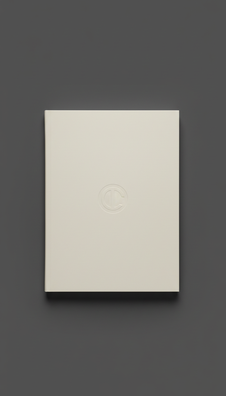 Soft-touch ivory notebook embossed logo